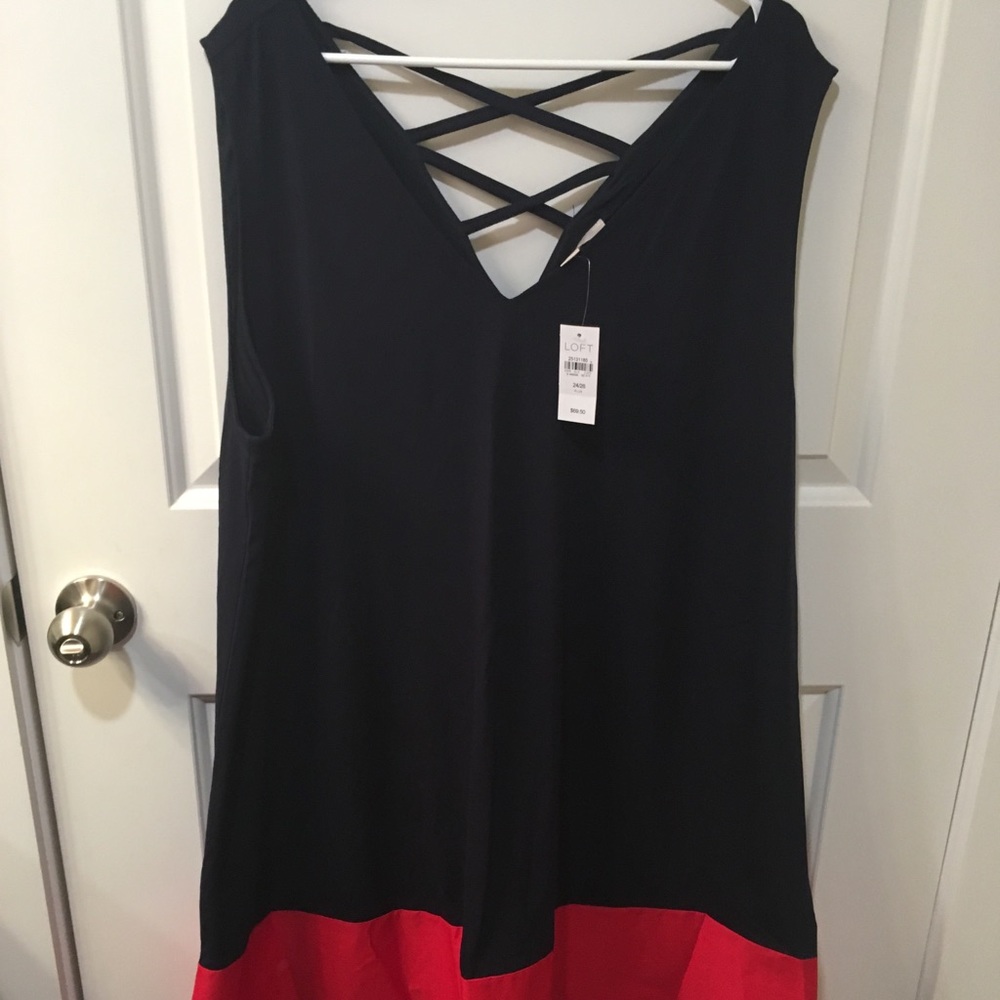 Loft Plus NWT Navy/ Red trapeze dress 26/28